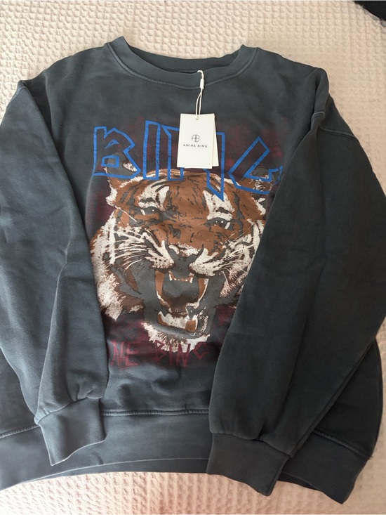 Anine Bing Sweaters - Anine Bing Black Tiger Graphic Crewneck Sweater
